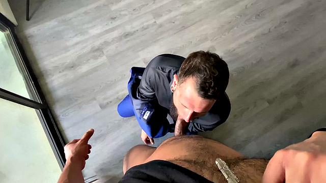 Throating gay fucked by stud in POV in doggystyle