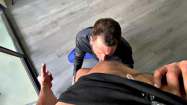 Throating gay fucked by stud in POV in doggystyle