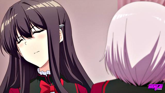 Орихимэ кайфует с переодетым телохранителем, жаркий секс и мощный оргазм в библиотеке.