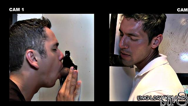 Handsome horny guy visits gay gloryhole