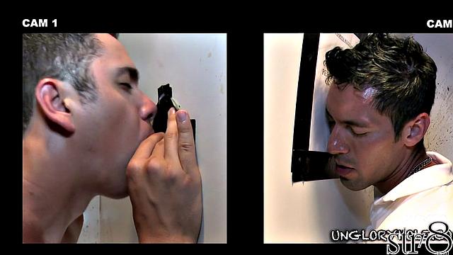 Handsome horny guy visits gay gloryhole