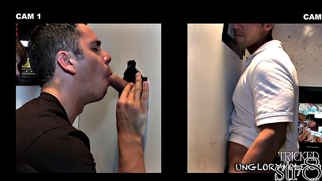 Handsome horny guy visits gay gloryhole