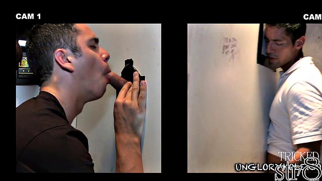 Handsome horny guy visits gay gloryhole