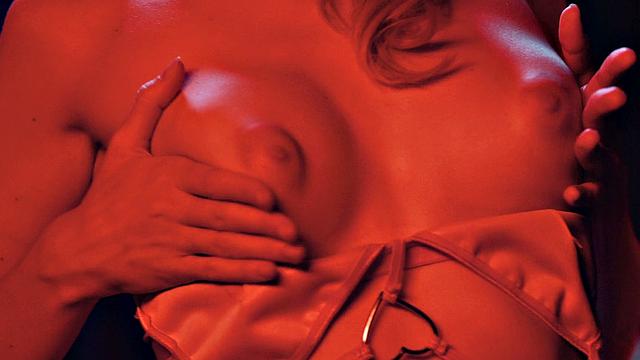 April's Solo Session: Blonde Hottie Gives Close-Up Pussy Fingering and Stockings Gaping