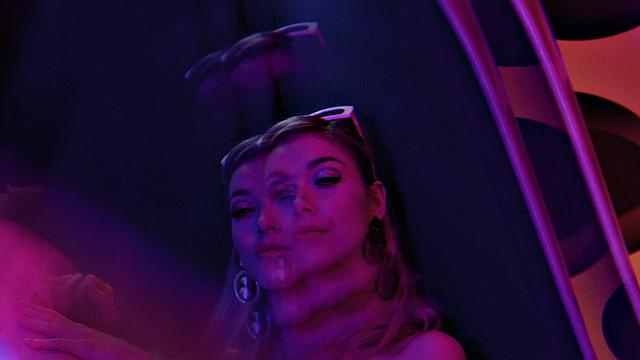 April's Solo Session: Blonde Hottie Gives Close-Up Pussy Fingering and Stockings Gaping