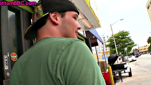 Ebony picked up thug assnailed outdoor by white