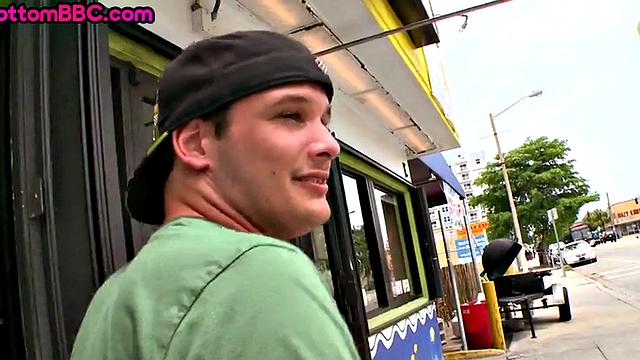 Ebony picked up thug assnailed outdoor by white