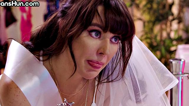 Lez trans using dildos on babes eager pussy