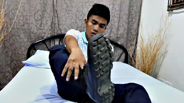 This horny rookie cop is just 22 and fresh out of the academy. His foot fetish has branched off into leather boot, and he loves to have a fetish jerk off when he gets home from work.