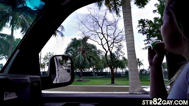 Baited straight guy gets cocksucked in van