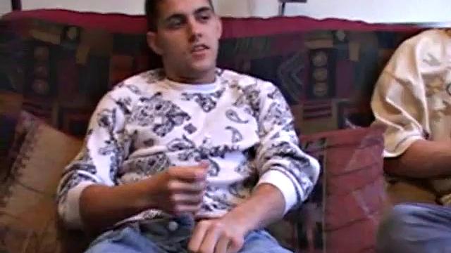 After rubbing their crotches TJ and Martin pull out their cocks and begin stroking. TJ grabs Martin's dick and starts playing with it, before going down on him. Martin likes what's happening and soon he's blowing TJ.