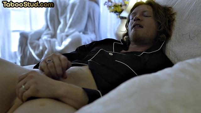 Naughty stud gets rimjob by muscled guy