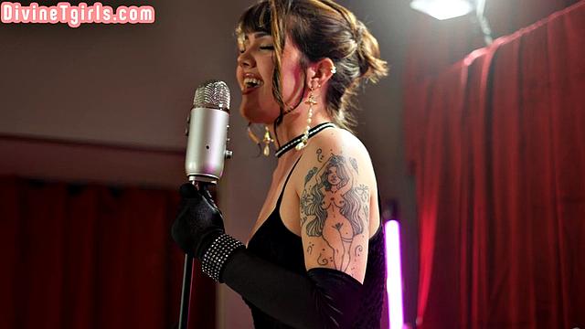 Busty trans asspounded by lover