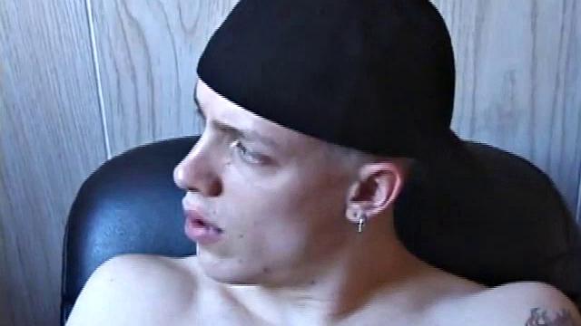 After skateboarding, Shane is ready to relax and stroke one out, so he finds some inspiration on the computer and begins massaging his cock. He pulls his shorts off and lubes up, then works his slippery cock.