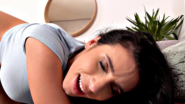 STUCK4K. Sexy Romanian brunette Nelly Kent is penetrated