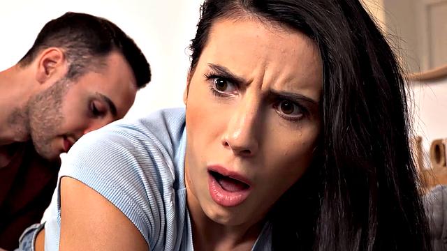 STUCK4K. Sexy Romanian brunette Nelly Kent is penetrated