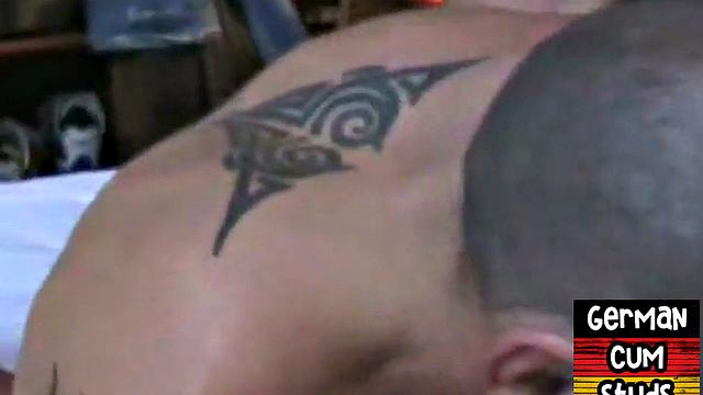 German inked and pierced amateur hunk fucks in 3some