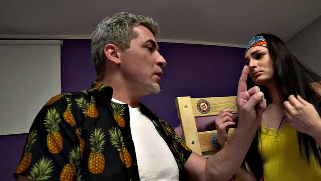 Cockhungry hotel babes smashed in 3some by roommate