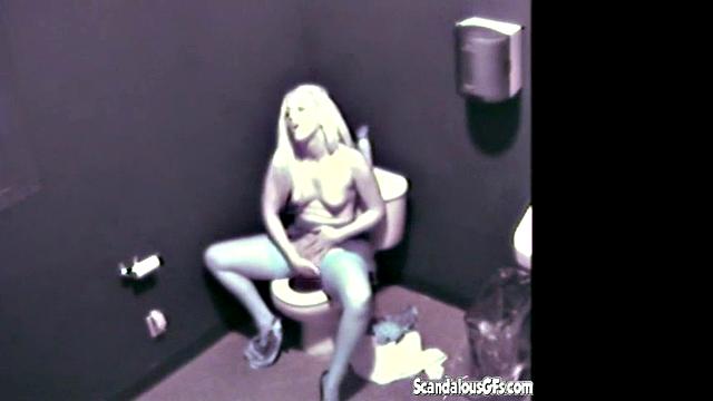 Blonde Babe masturbates in comfort room caught on cam