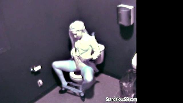 Blonde Babe masturbates in comfort room caught on cam