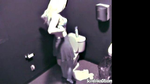 Blonde Babe masturbates in comfort room caught on cam