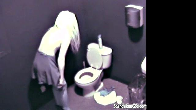 Blonde Babe masturbates in comfort room caught on cam