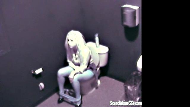 Blonde Babe masturbates in comfort room caught on cam