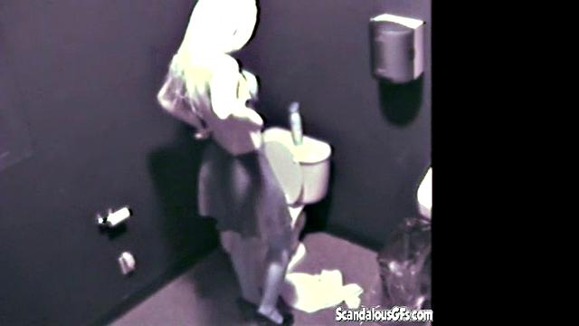 Blonde Babe masturbates in comfort room caught on cam