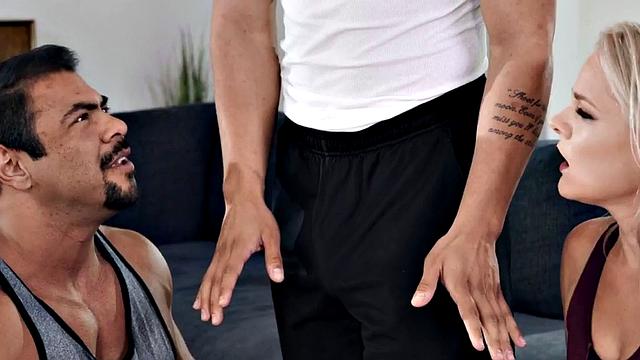 Bi yoga MILF with big ass and hairy cunt facesitting in 3way