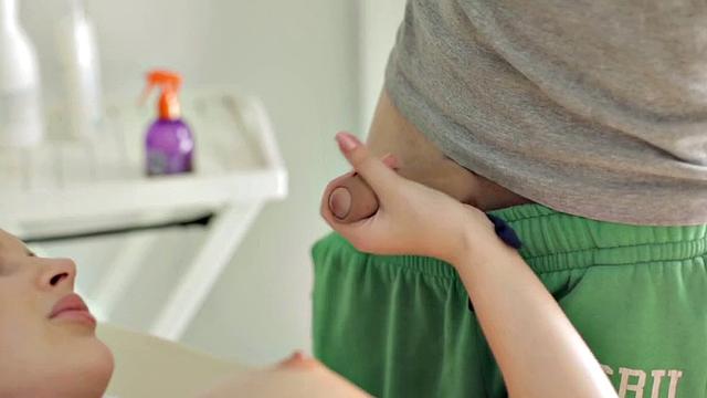 Sexy brunette enjoys a massage action