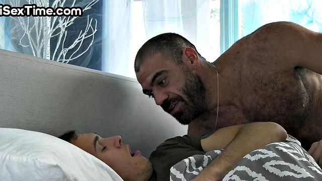 Bisexual busty babe 3some fucked while sucking cock