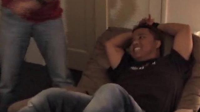 What do two tickle pros and their friend do on a boring Christmas day? They convince their cute Asian buddy to let them tie and tickle him. Azer gets tied to the recliner and tickled mercilessly by Mike and Ricky.