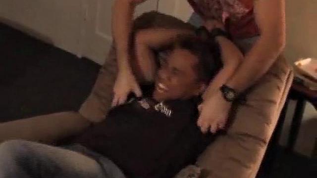 What do two tickle pros and their friend do on a boring Christmas day? They convince their cute Asian buddy to let them tie and tickle him. Azer gets tied to the recliner and tickled mercilessly by Mike and Ricky.