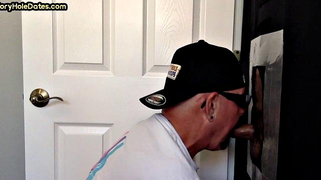 Gloryhole amateur DILF fucked in jockstrap butthole