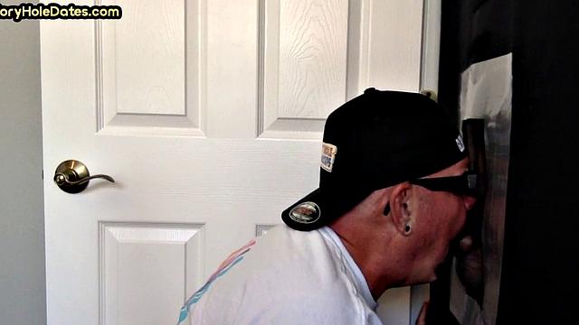 Gloryhole amateur DILF fucked in jockstrap butthole