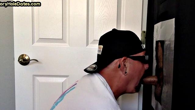 Gloryhole amateur DILF fucked in jockstrap butthole