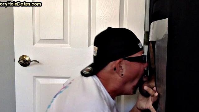 Gloryhole amateur DILF fucked in jockstrap butthole