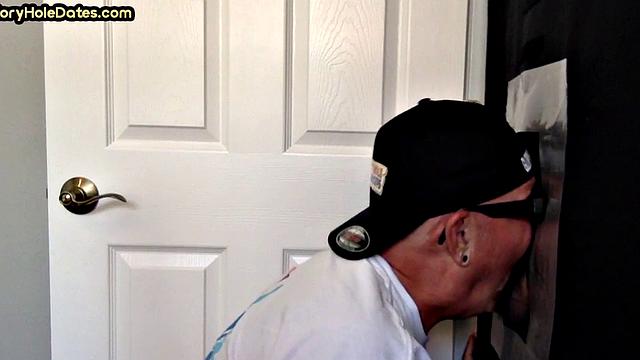 Gloryhole amateur DILF fucked in jockstrap butthole