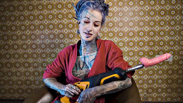 Tattooed Teen Testing Fuck Machine With Anal