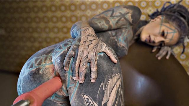 Tattooed Teen Testing Fuck Machine With Anal