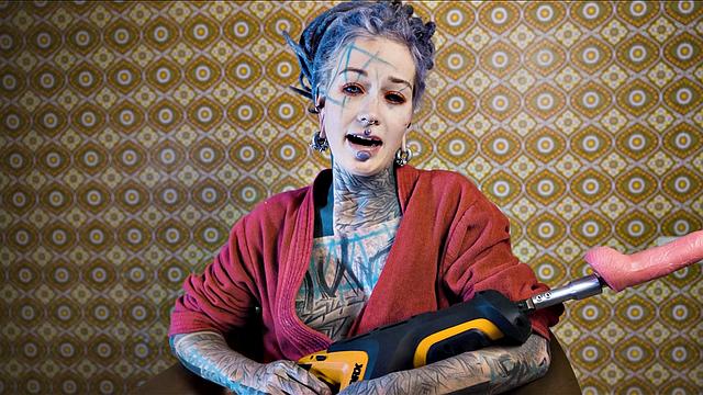 Tattooed Teen Testing Fuck Machine With Anal