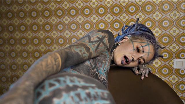 Tattooed Teen Testing Fuck Machine With Anal