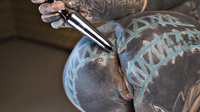 Tattooed Teen Testing Fuck Machine With Anal