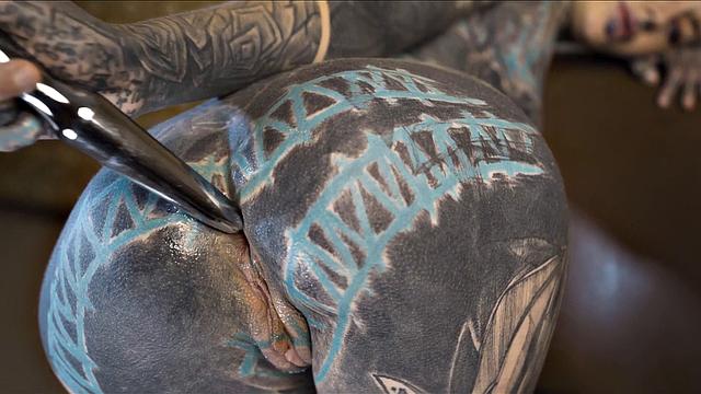 Tattooed Teen Testing Fuck Machine With Anal