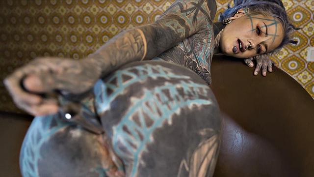 Tattooed Teen Testing Fuck Machine With Anal