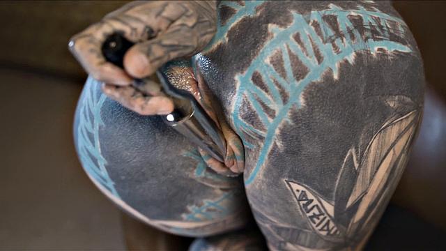 Tattooed Teen Testing Fuck Machine With Anal