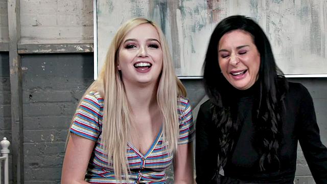 Strapon lez toys gaping asshole of inked MILF