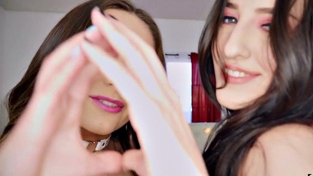 POV FFM 3some with wild teens in red attractive lingerie