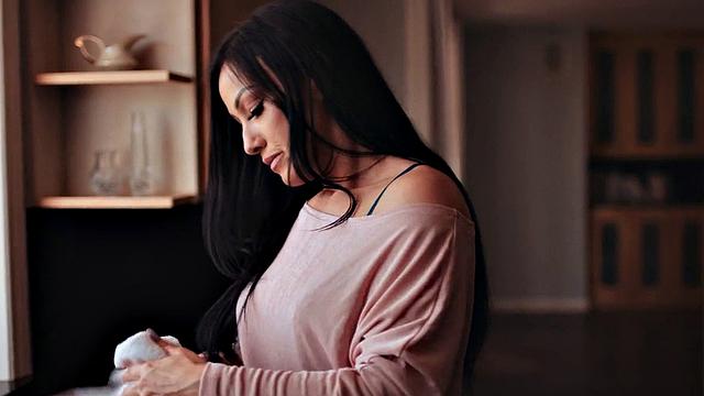 Busty stepmom riding stepson after cumshot