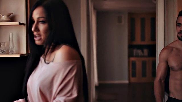 Busty stepmom riding stepson after cumshot